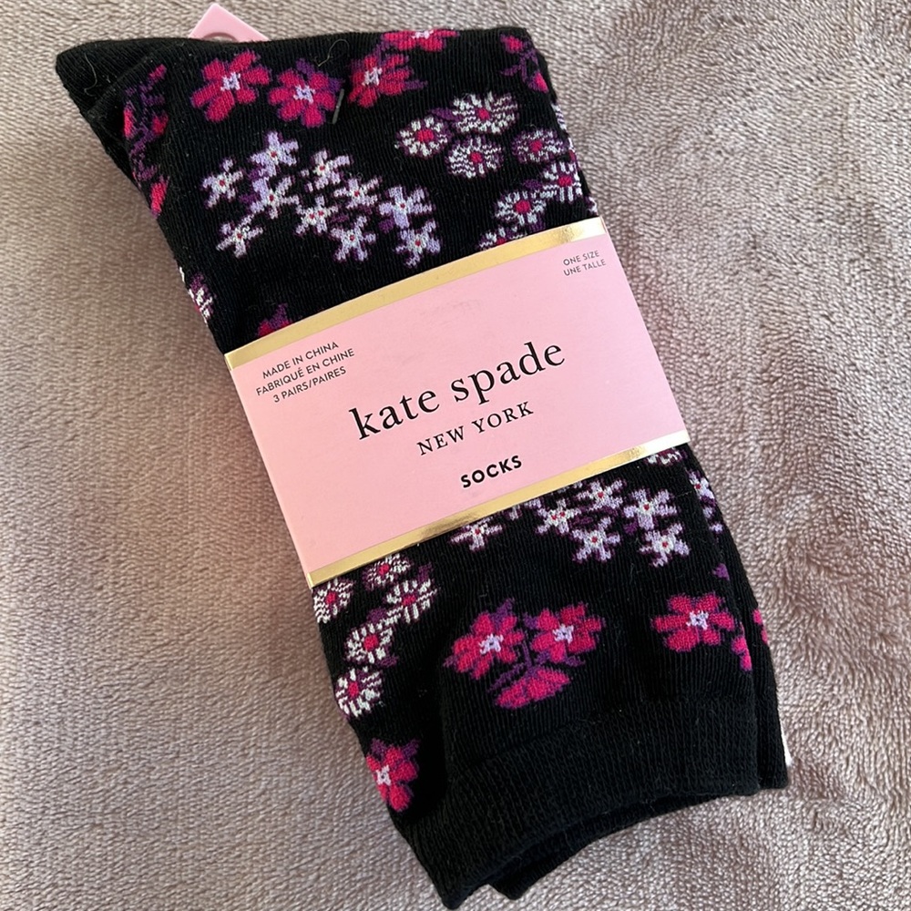 Kate Spade NY Floral Stripes Crew Socks
